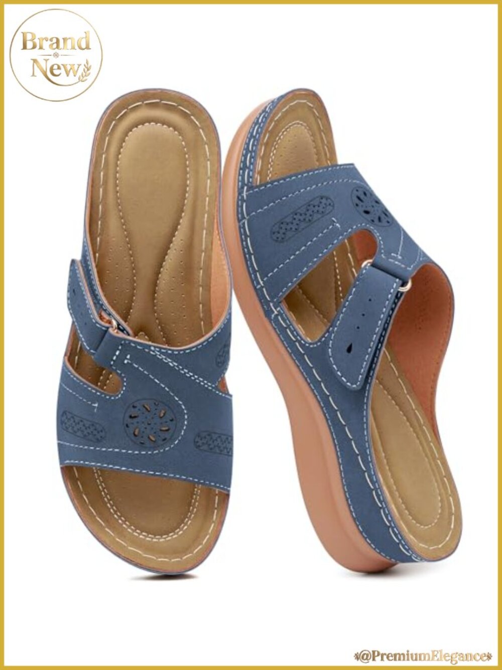 Women's Wedge Sandals with Soft Padded Lining and Adjustable Hook Loop for